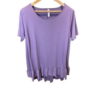 Zenana Outfitters Purple Long Tunic Ruffle Hem Short Sleeved Dress Top Sz 1X